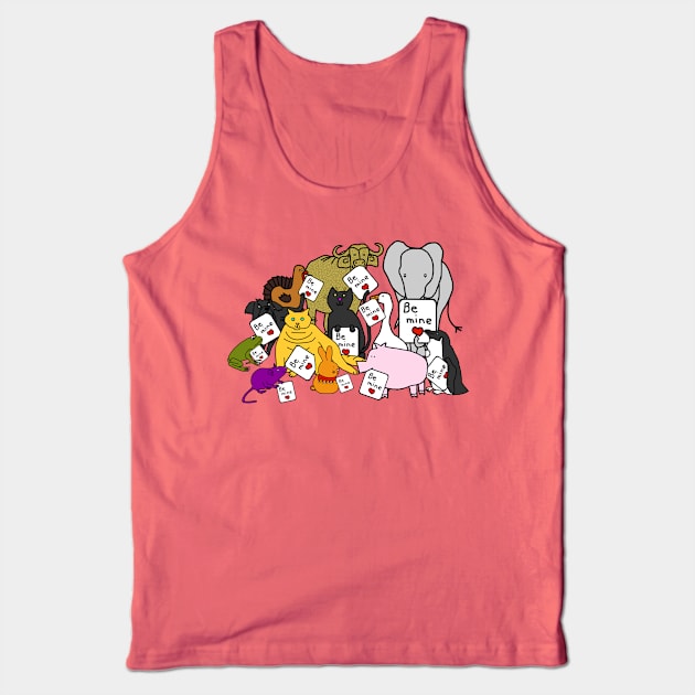 Cute Animals Holding Valentine Cards for Valentines Day Tank Top by ellenhenryart